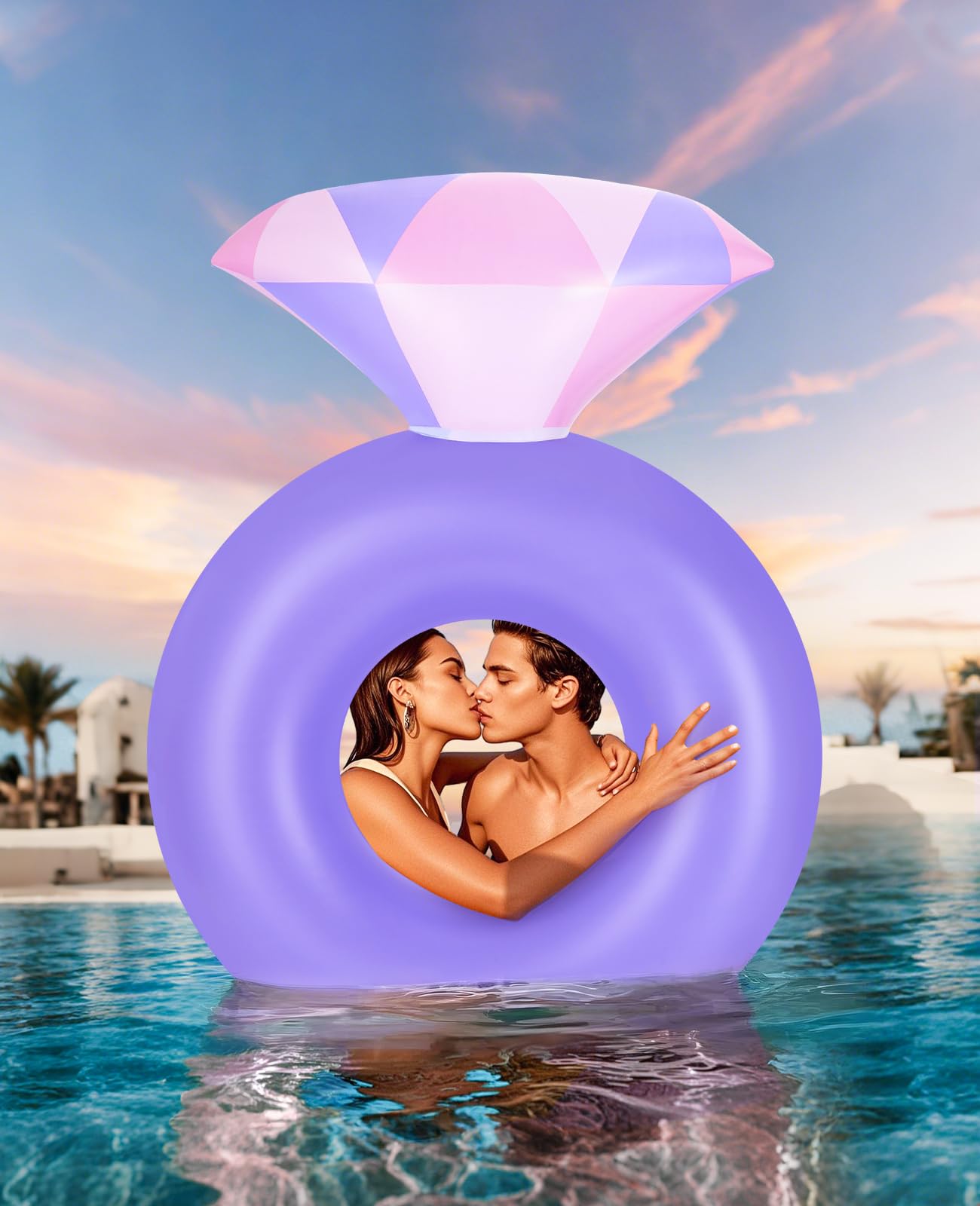 HeySplash Diamond Ring Pool Float – Large Engagement Ring Floatie for Adults (Purple Pink)