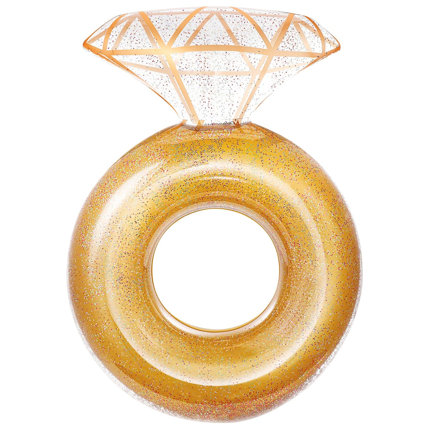 HeySplash Diamond Ring Pool Float – Large Yellow Inflatable Ring for Adults | Bachelorette & Pool Party Decor