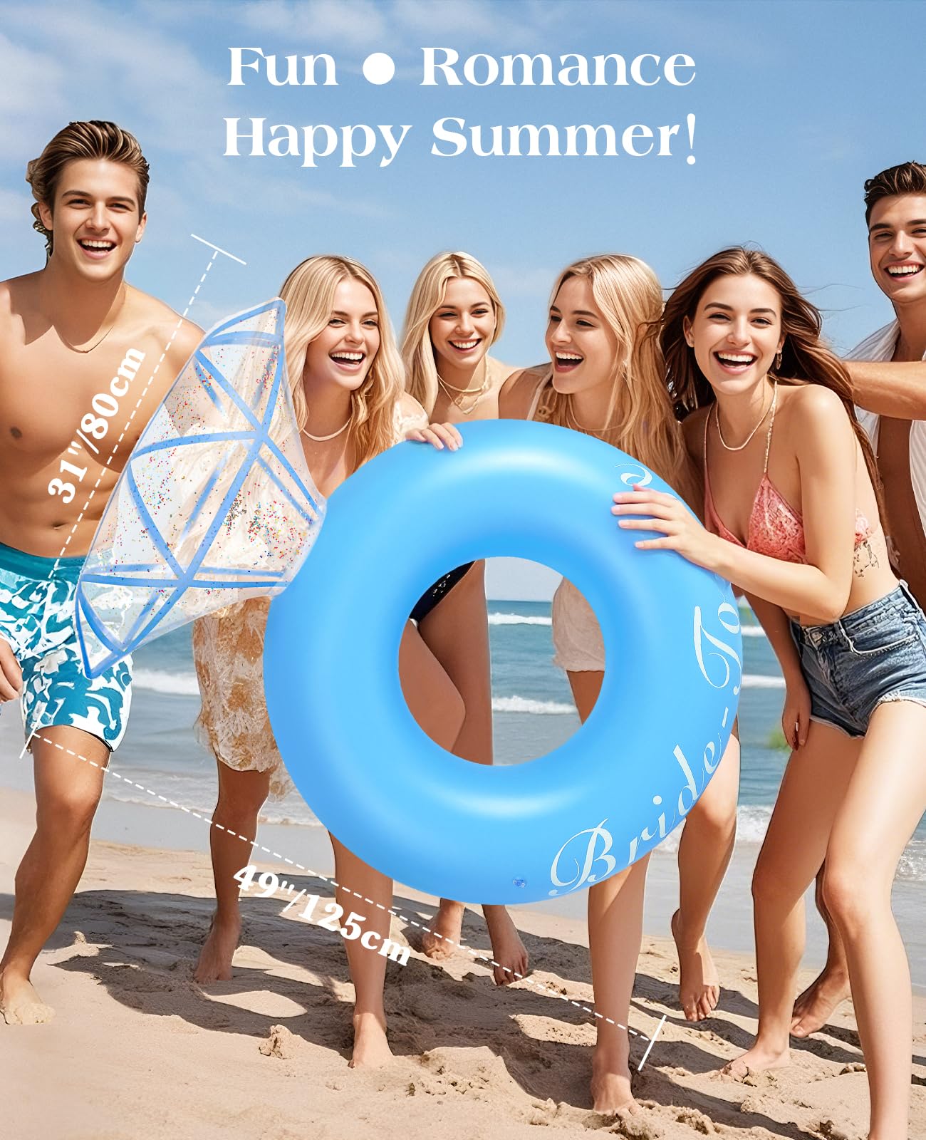 HeySplash Diamond Ring Pool Float – Large Inflatable Engagement Ring for Adults, Blue
