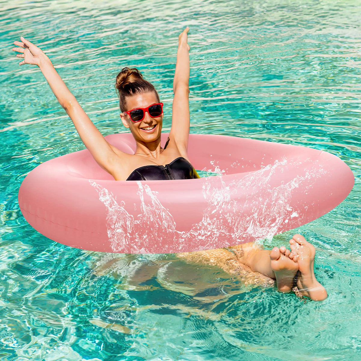 HeySplash Heart Shaped Pool Floatie — Rose Gold, Adult Size, Bachelorette Party & Wedding Decor