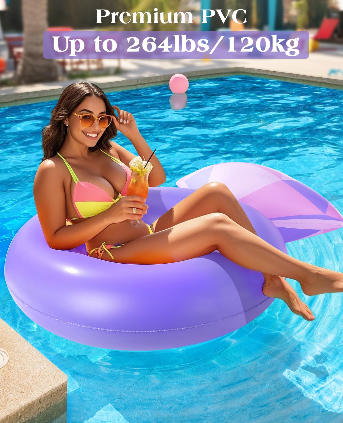 HeySplash Diamond Ring Pool Float – Large Engagement Ring Floatie for Adults (Purple Pink)