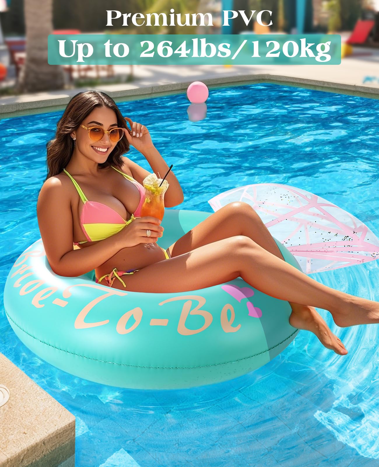HeySplash Inflatable Diamond Ring Pool Float — Green, Large 49x35 in for Adults