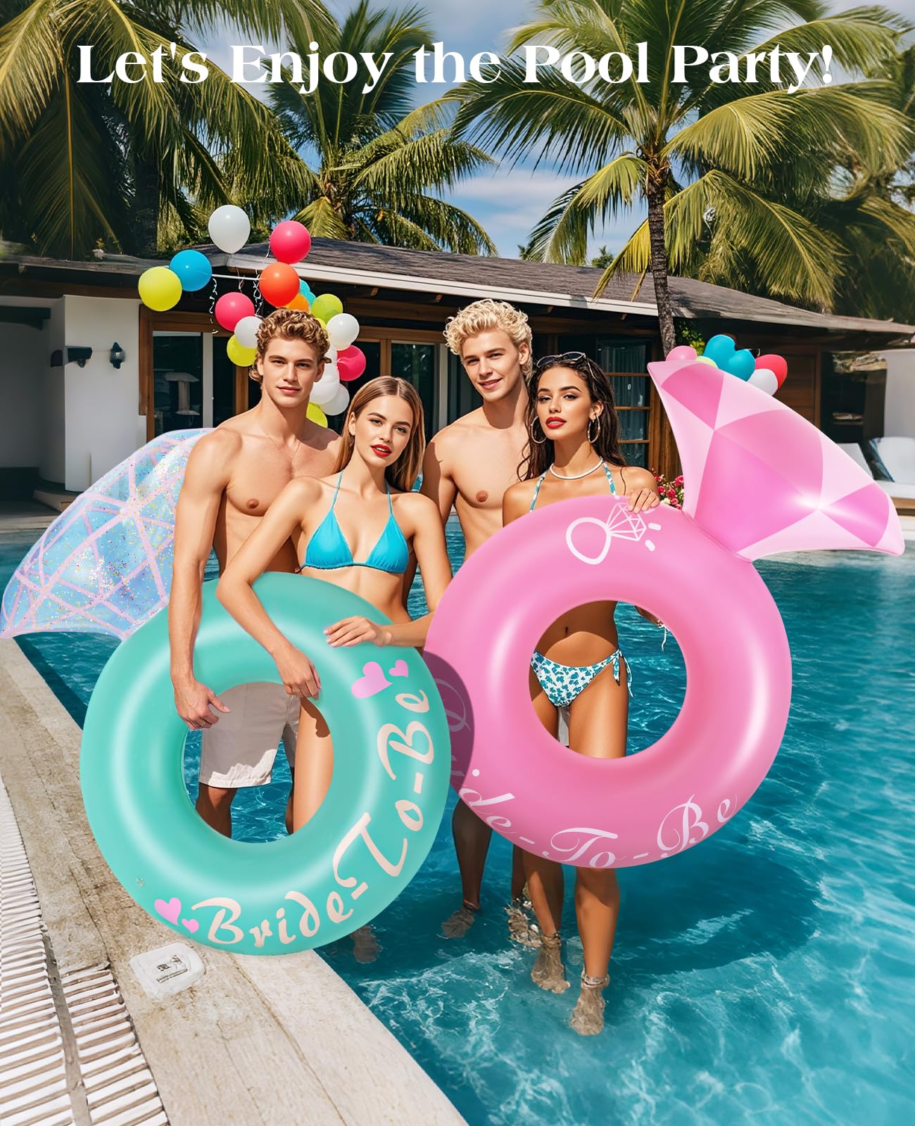 HeySplash Inflatable Diamond Ring Pool Float — Green, Large 49x35 in for Adults