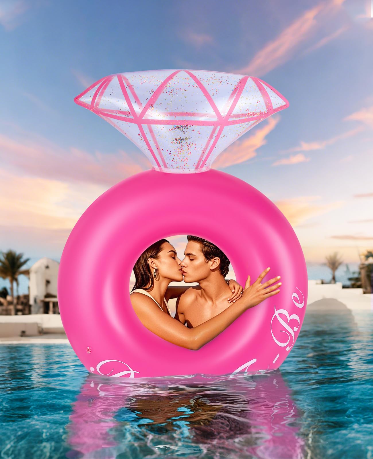 HeySplash Diamond Ring Pool Float – Large Magenta Engagement Float for Adults