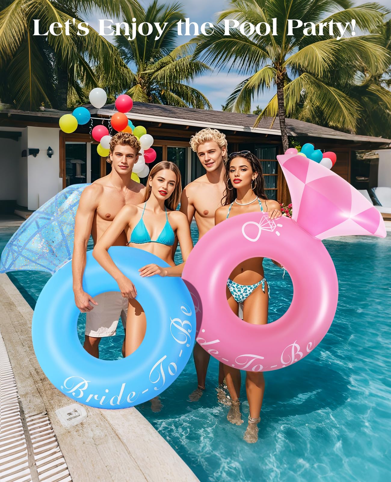 HeySplash Diamond Ring Pool Float – Large Inflatable Engagement Ring for Adults, Blue