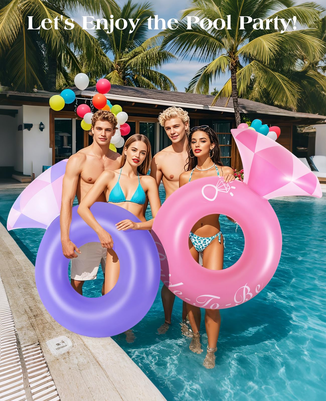 HeySplash Diamond Ring Pool Float – Large Engagement Ring Floatie for Adults (Purple Pink)