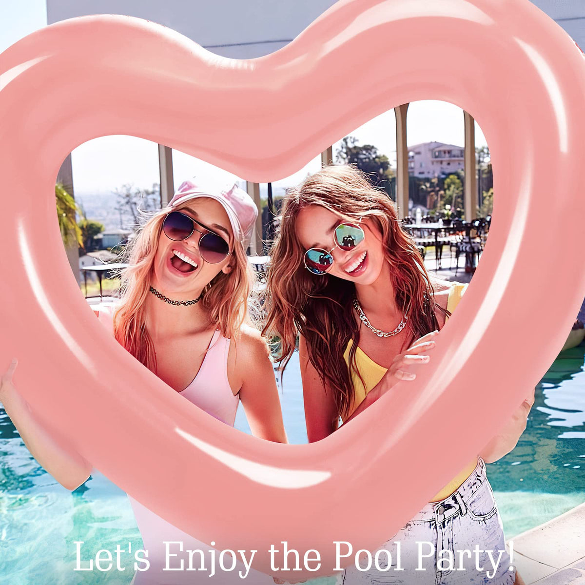 HeySplash Heart Shaped Pool Floatie — Rose Gold, Adult Size, Bachelorette Party & Wedding Decor