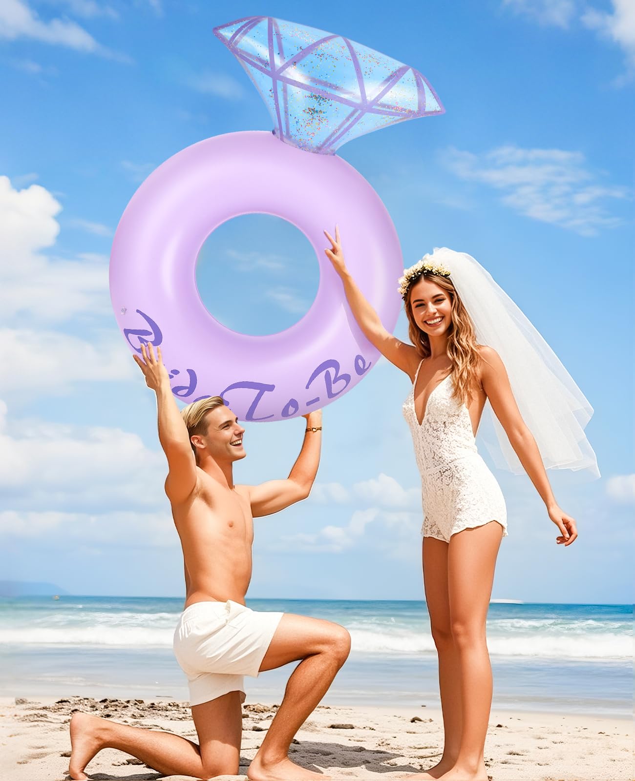 HeySplash Diamond Ring Pool Float - Large Inflatable Engagement Ring for Adults