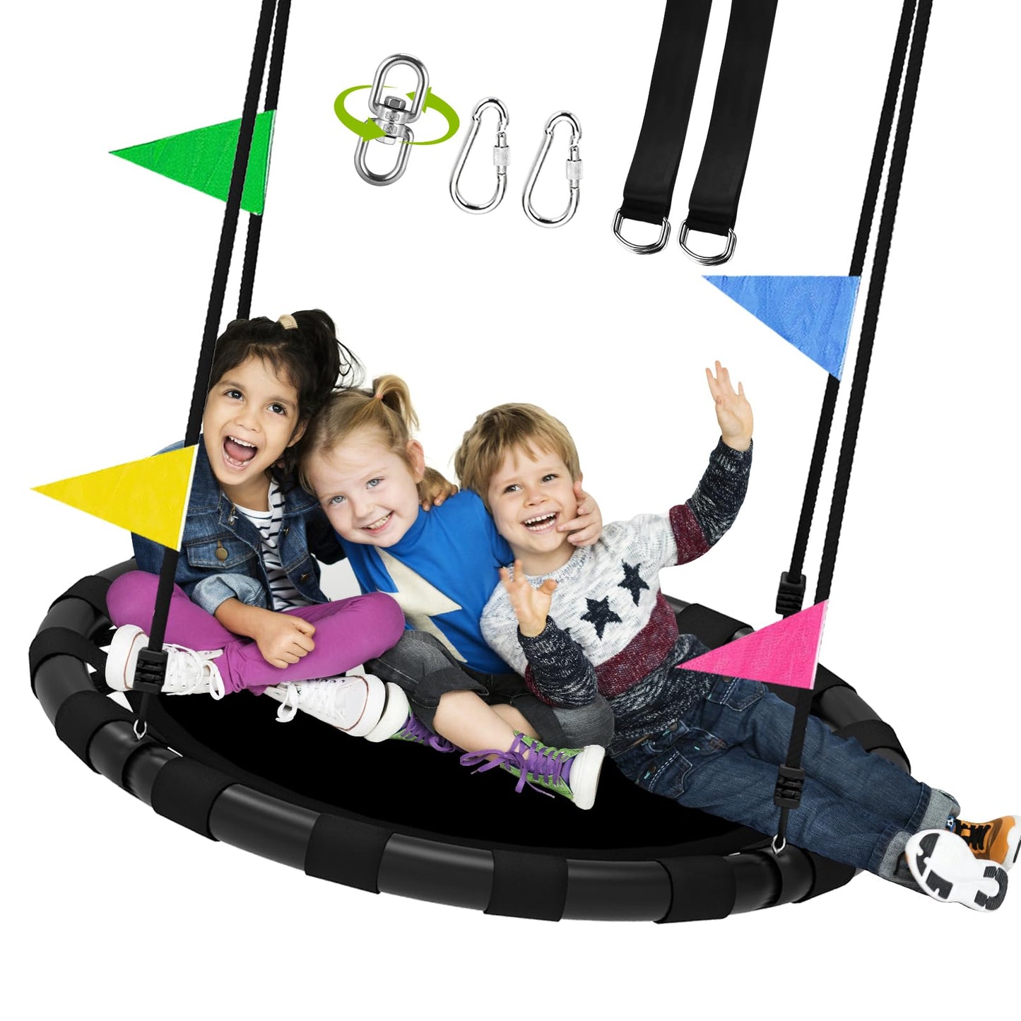 HeyZoo 48-Inch Saucer Swing for Kids & Adults | 900 lb Heavy-Duty Backyard Swing