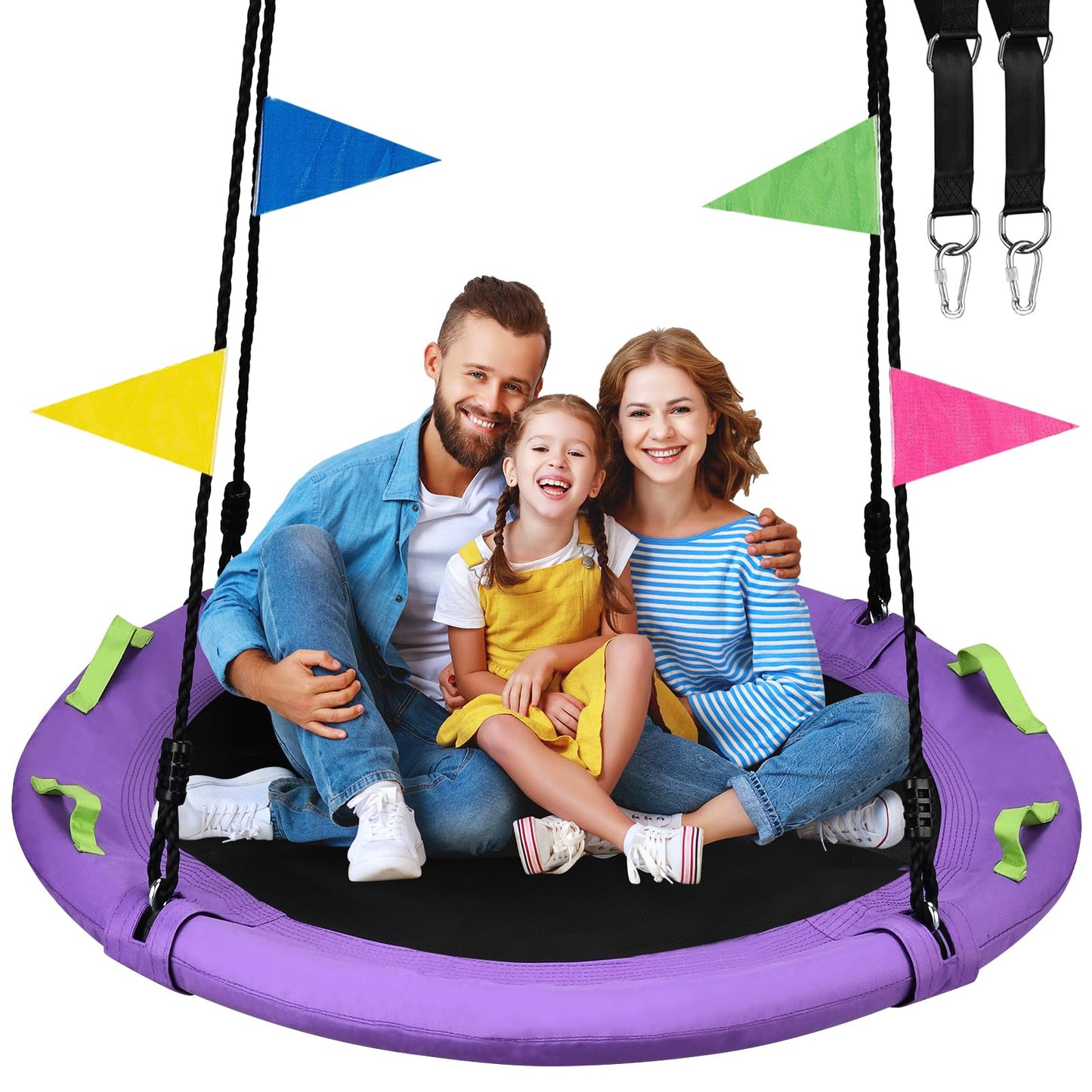 HeyZoo 48-Inch Purple Tree Swing – Large Saucer, 900 lbs Capacity