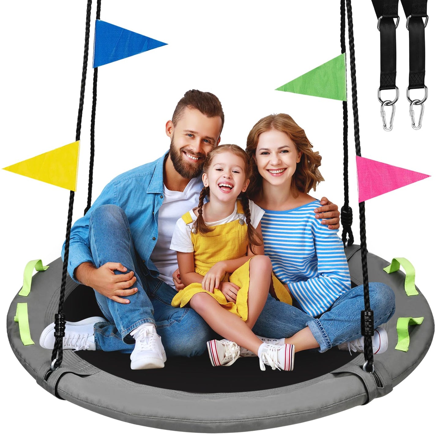 HeyZoo 48-Inch Tree Swing – Large Saucer Flying Swing for Family, 900 lbs Capacity