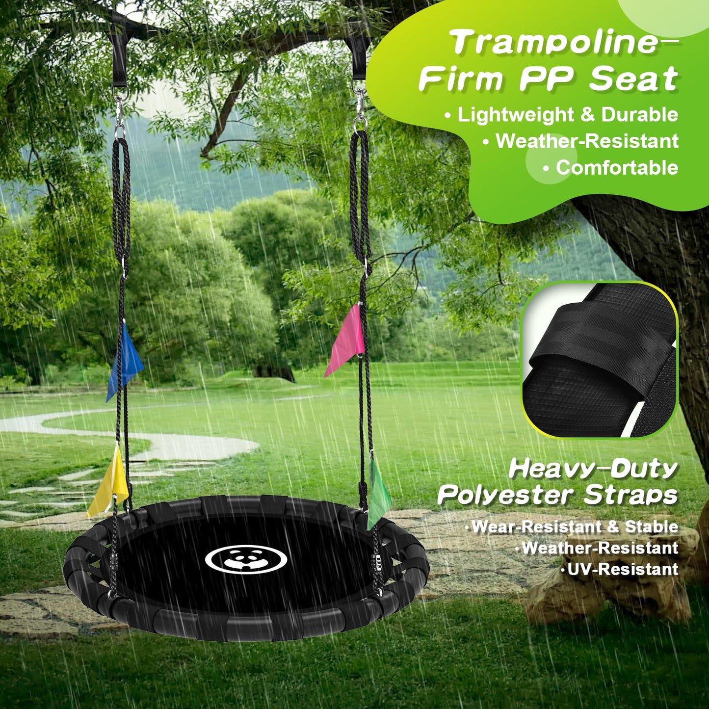 HeyZoo 48-Inch Saucer Swing for Kids & Adults | 900 lb Heavy-Duty Backyard Swing