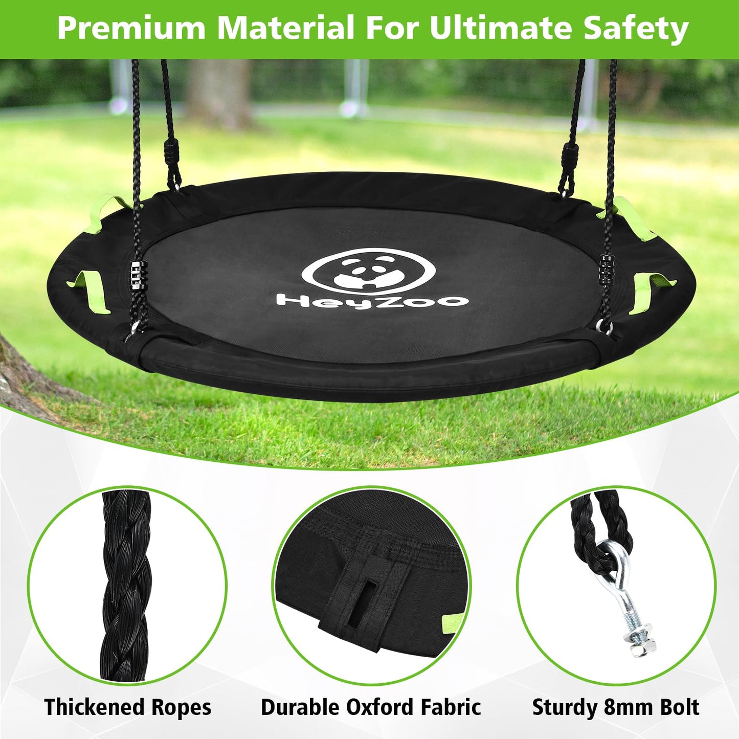 HeyZoo Tree Swing 60-Inch Saucer Swing – 900lbs Capacity, Adjustable Straps, Outdoor Family Fun