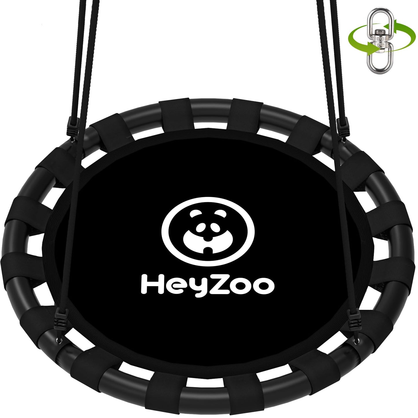 HeyZoo Saucer Swing – 48 Inch Backyard Swing Set, 900lbs Capacity, 360° Swivel, Black