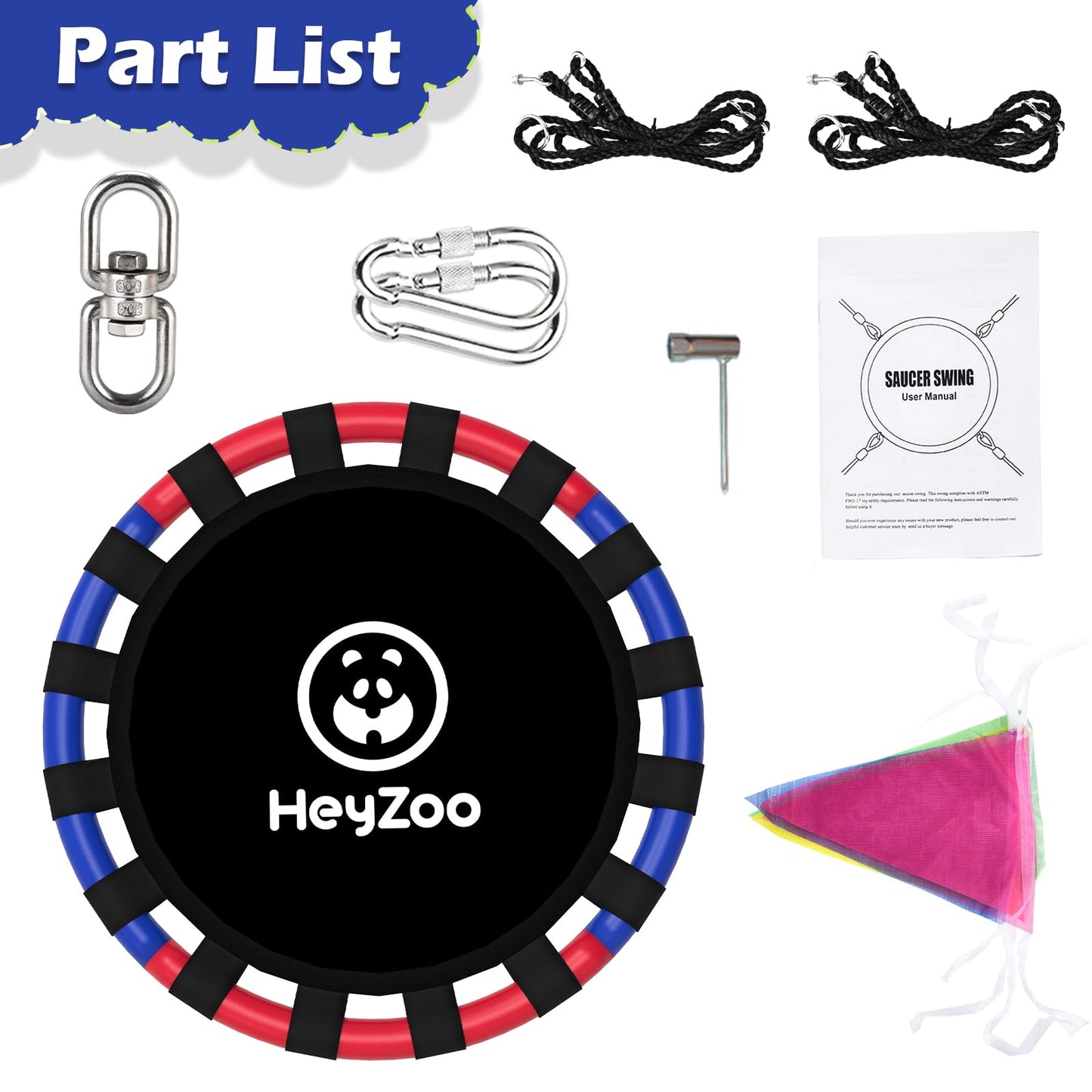 HeyZoo Saucer Swing 24 Inch – 900 lb Capacity, 360 Degree Swivel