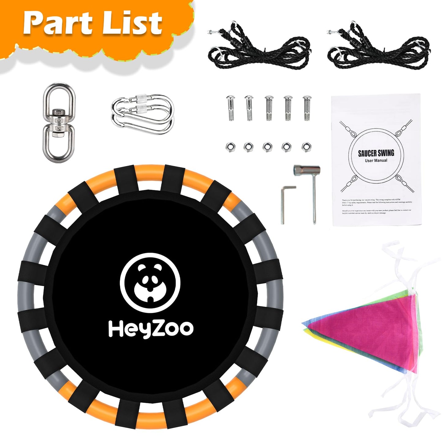 HeyZoo Saucer Swing 48-Inch, 900lb Capacity, 360° Swivel – Outdoor Backyard Swing