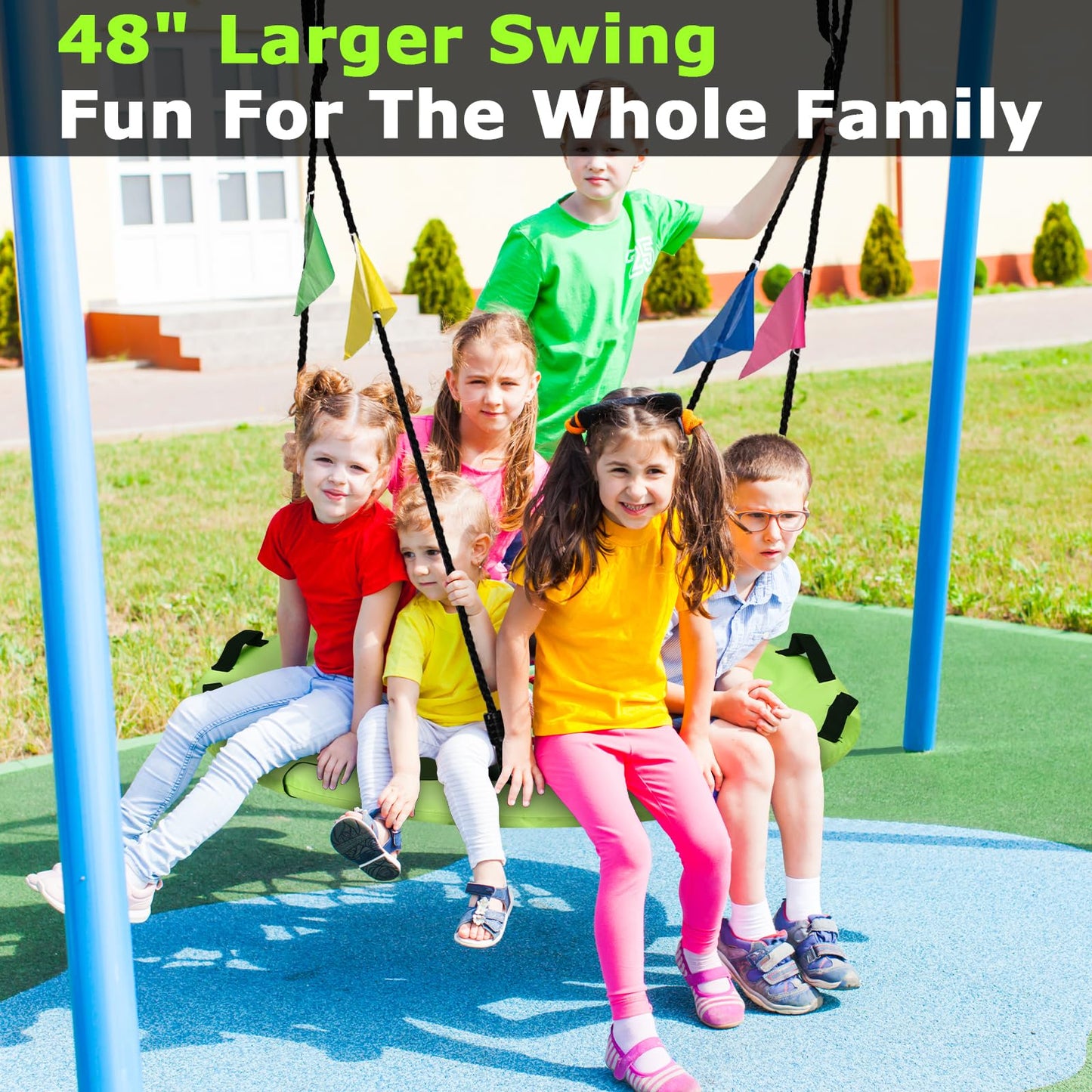 HeyZoo 48-Inch Tree Swing – Large Saucer for Family, 900lb Capacity, Green