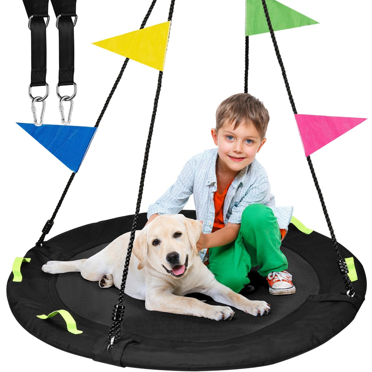 HeyZoo Tree Swing 40-Inch Saucer Swing for Kids — 900lbs Capacity, Adjustable Straps
