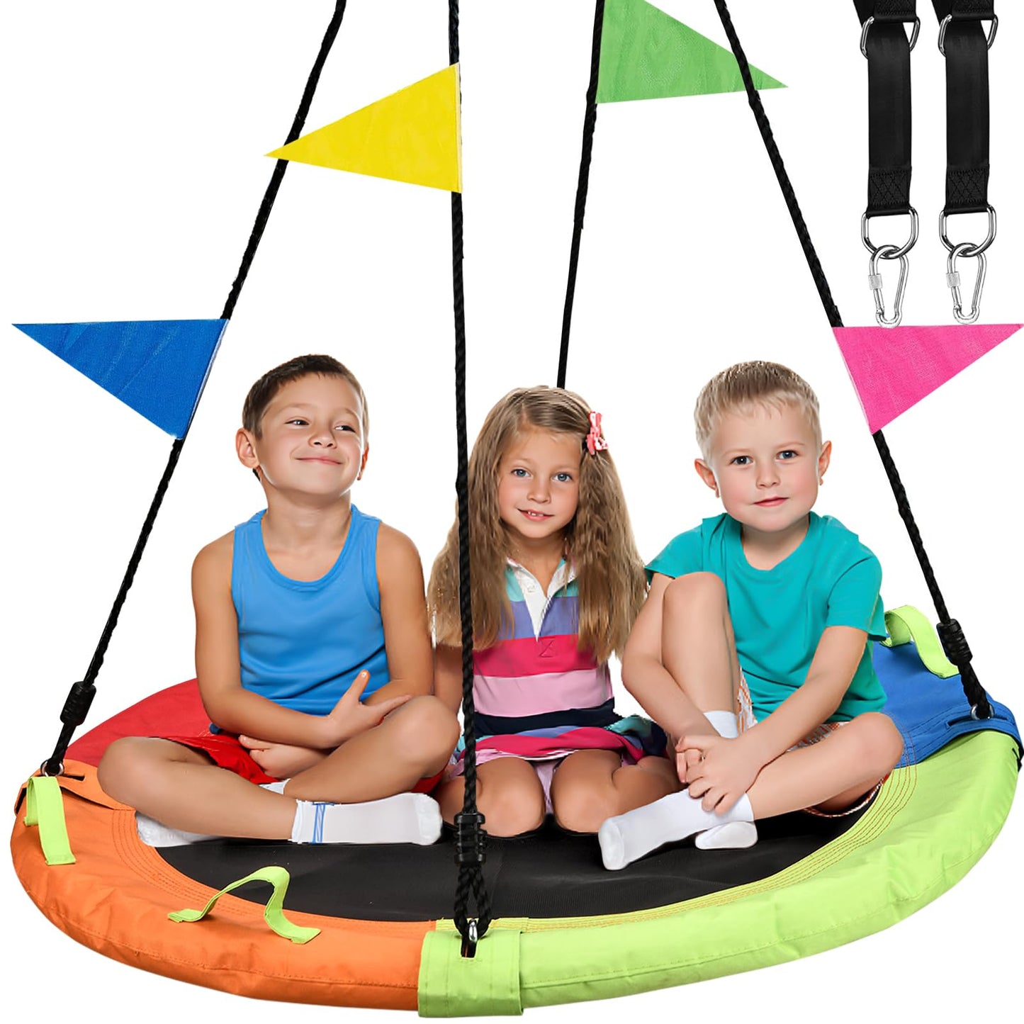 HeyZoo Tree Swing — 48 Inch Saucer Swing, 900 lbs Capacity, Multicolor, Includes Straps
