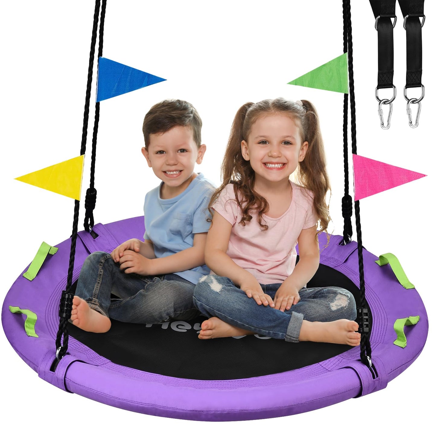 HeyZoo Tree Swing – 40-Inch Saucer Swing for Kids, 900lbs, Adjustable Straps, Purple