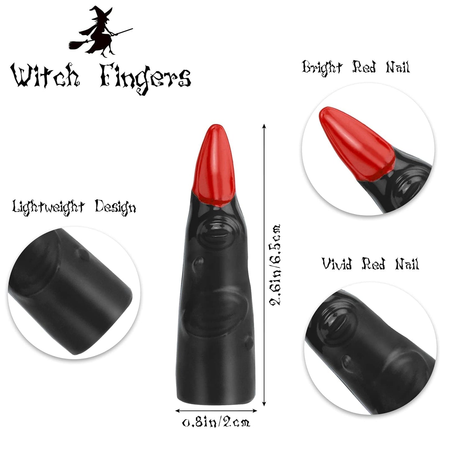 HFATMOS Finger Pointers for Kids – Multicolor Witch Fingers, 24 Pcs