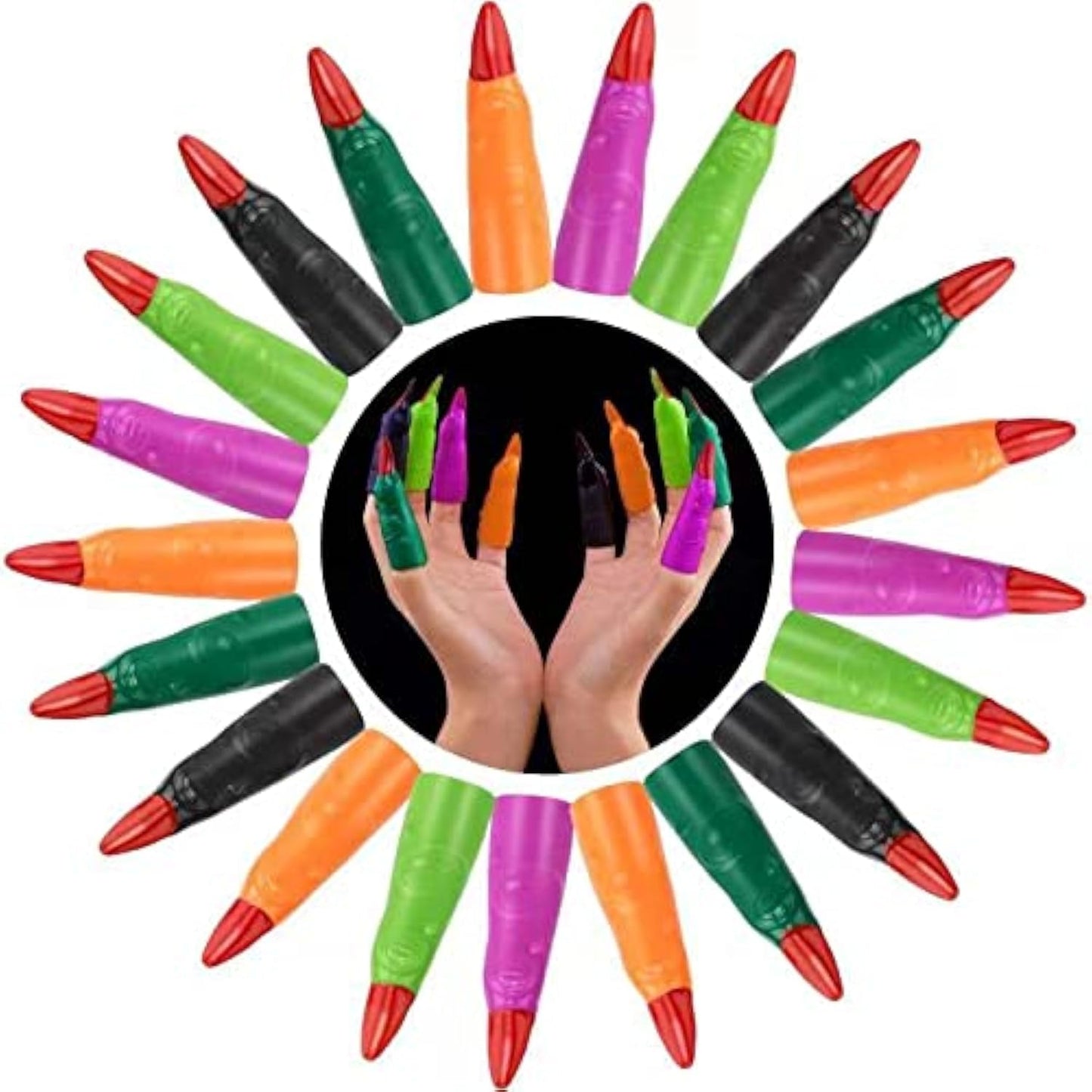 HFATMOS Finger Pointers for Kids – Multicolor Witch Fingers, 24 Pcs