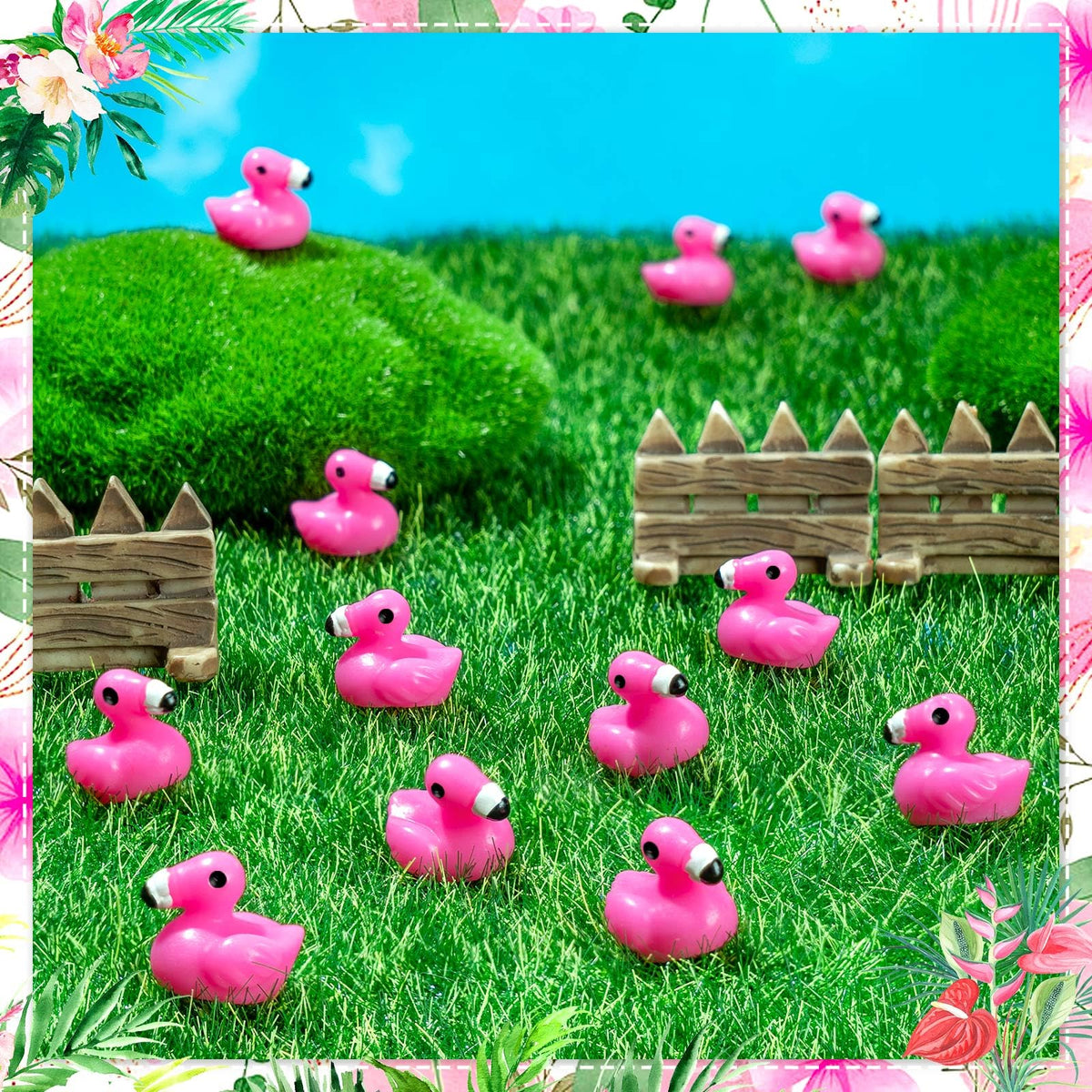 HFAYDZSW 100Pcs Mini Resin Flamingo Figurines – Cake Topper & DIY Decor Set