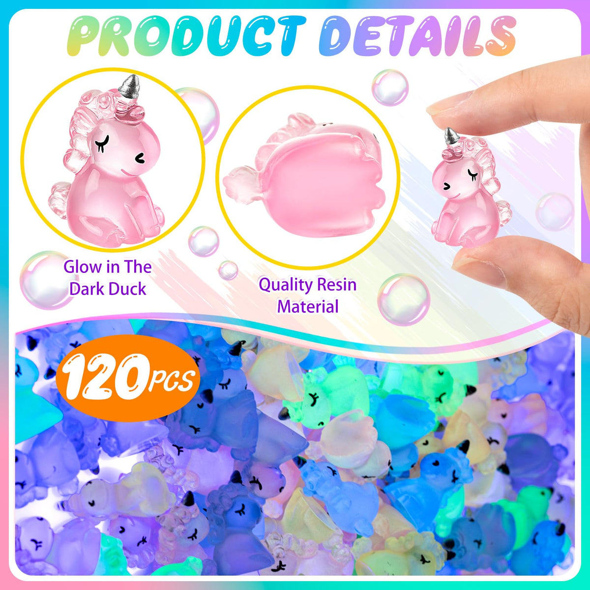 HFAYDZSW 60-Pcs Luminous Mini Resin Unicorn Figurines – Glow-in-the-Dark Ornaments for Garden, Aquarium & Crafts