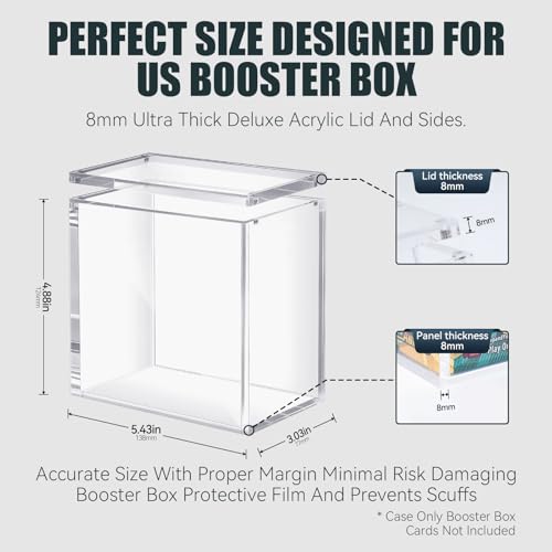 HgiVroskelia Booster Box Acrylic Case — 8mm + 4mm Thick Clear, Magnetic Closure, PKMN Compatible