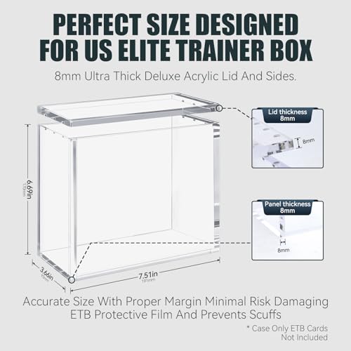 HgiVroskelia ETB Acrylic Case Elite Trainer Box Protector — 8mm + 4mm Thick, Magnetic Closure