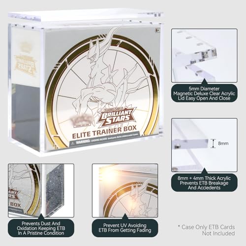 HgiVroskelia ETB Acrylic Case Elite Trainer Box Protector — 8mm + 4mm Thick, Magnetic Closure