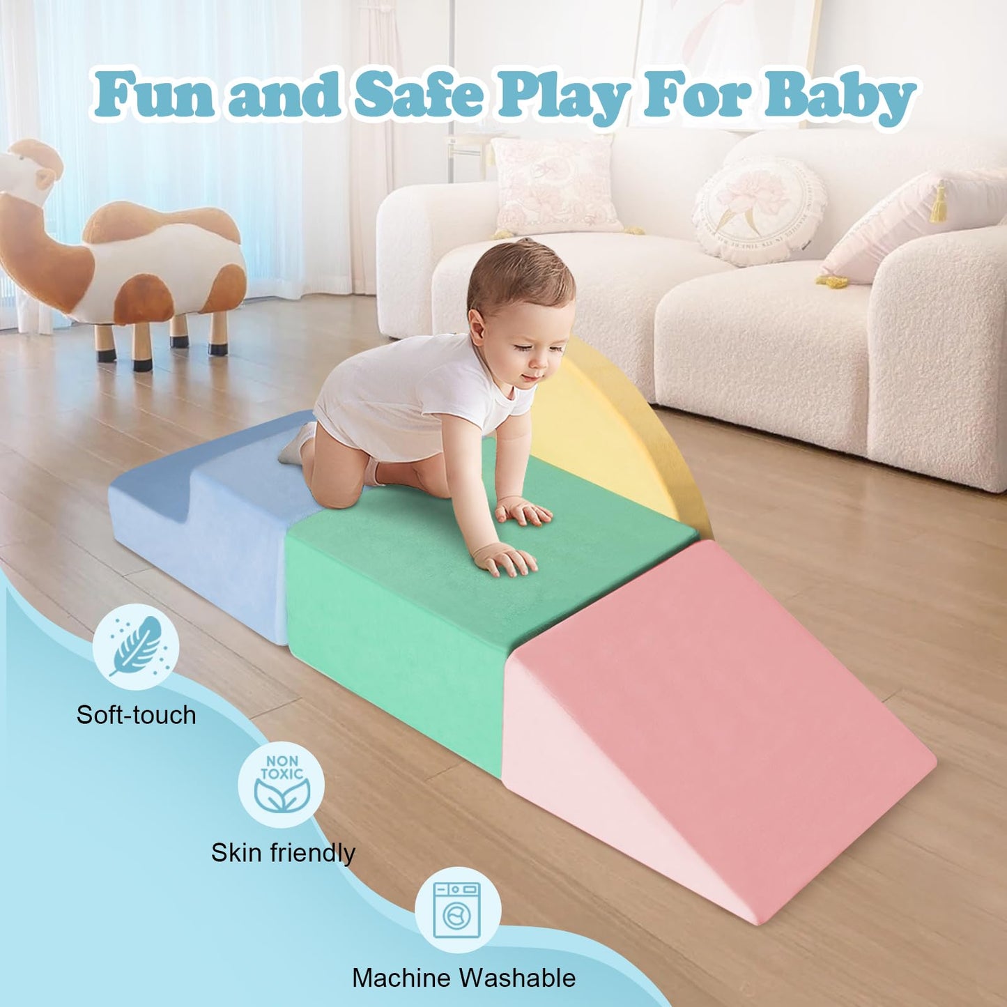 HHH HIKECUCAN Foam Climb Blocks for Toddlers 1-3 | 4-Piece Soft Climbing Toys