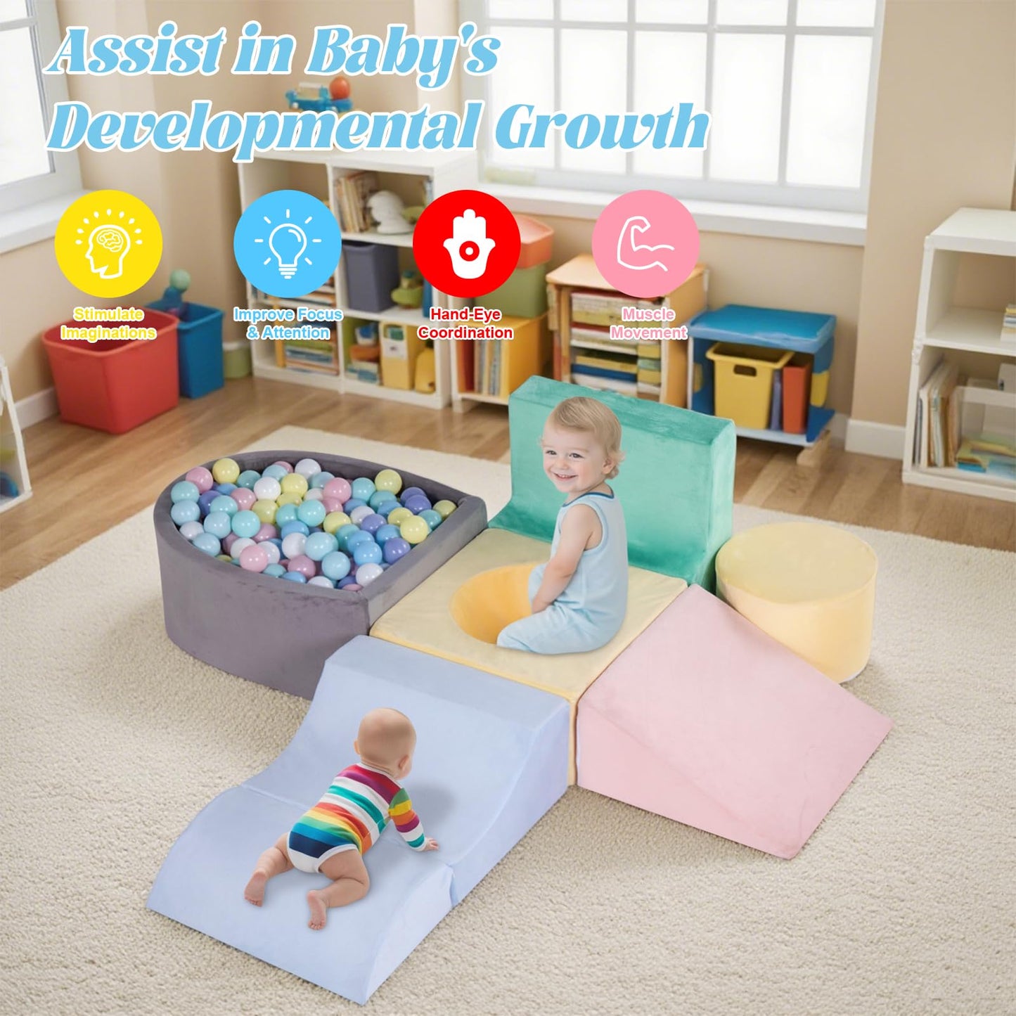 HHH HIKECUCAN Climbing Toys for Toddlers 1-3 — 6-Piece Soft Foam Blocks Set