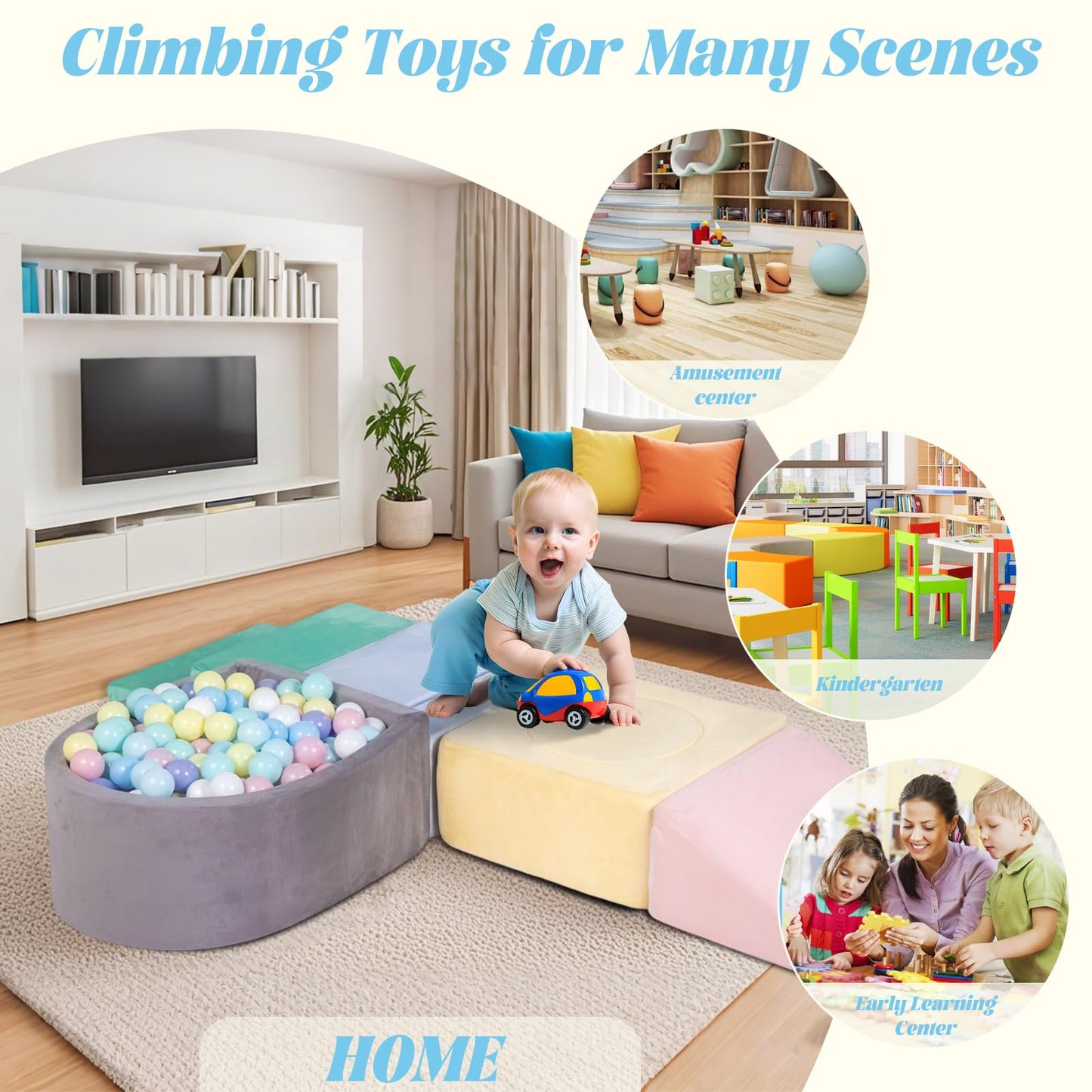 HHH HIKECUCAN Climbing Toys for Toddlers 1-3 — 6-Piece Soft Foam Blocks Set