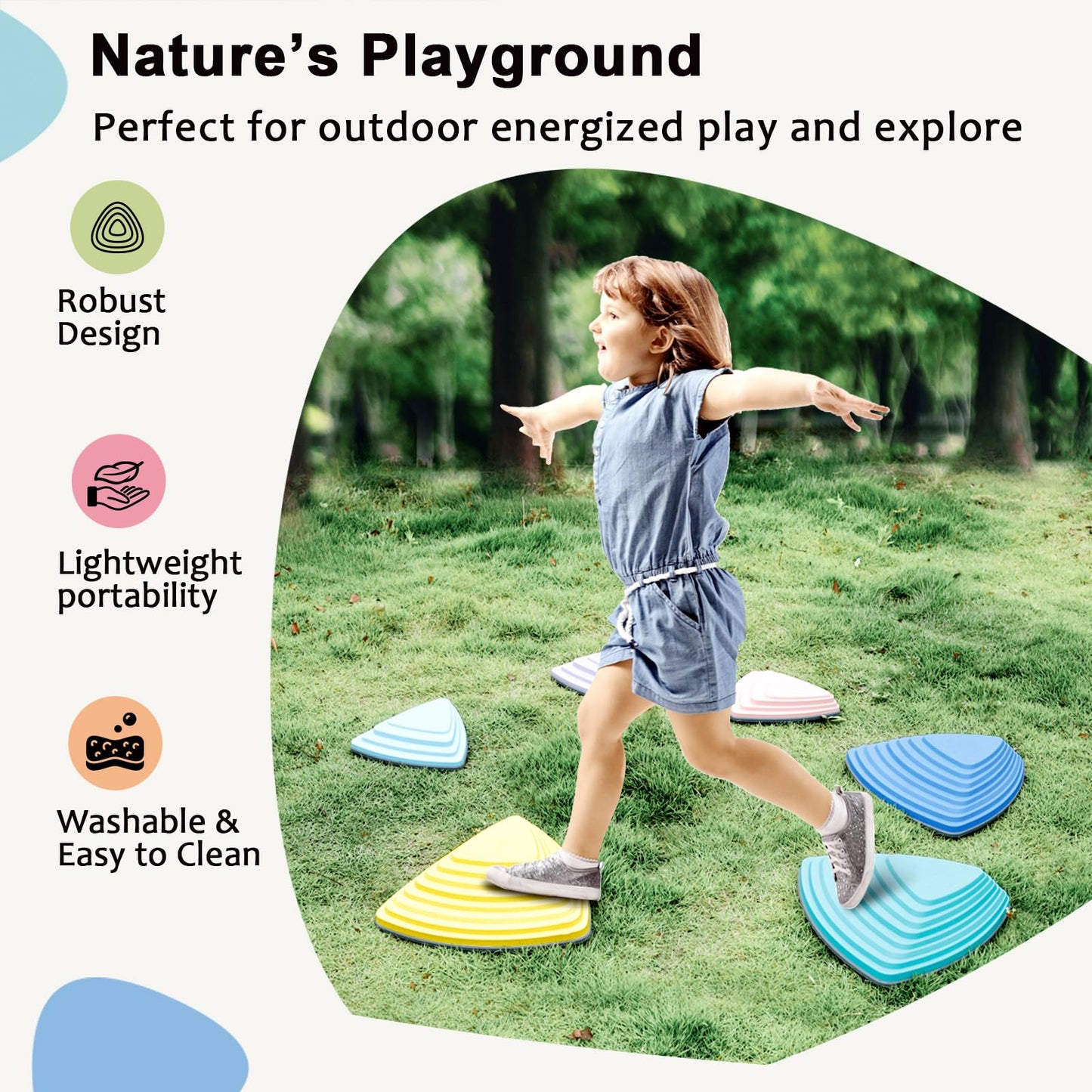 HHH HIKECUCAN Stepping Stones for Kids – Non-Slip Balance Rocks