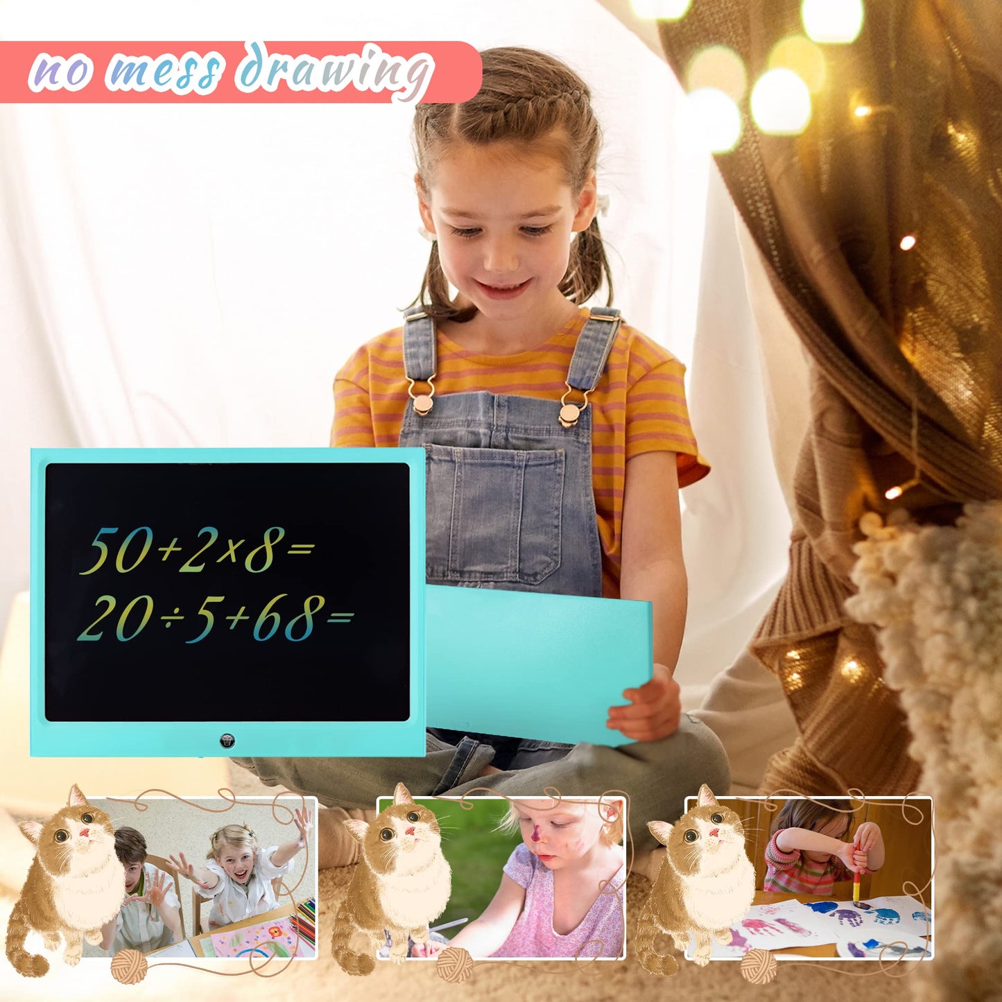 HHN LCD Writing Tablet 15-Inch – Colorful Doodle Board for Kids 3+ | Erasable Learning Toy