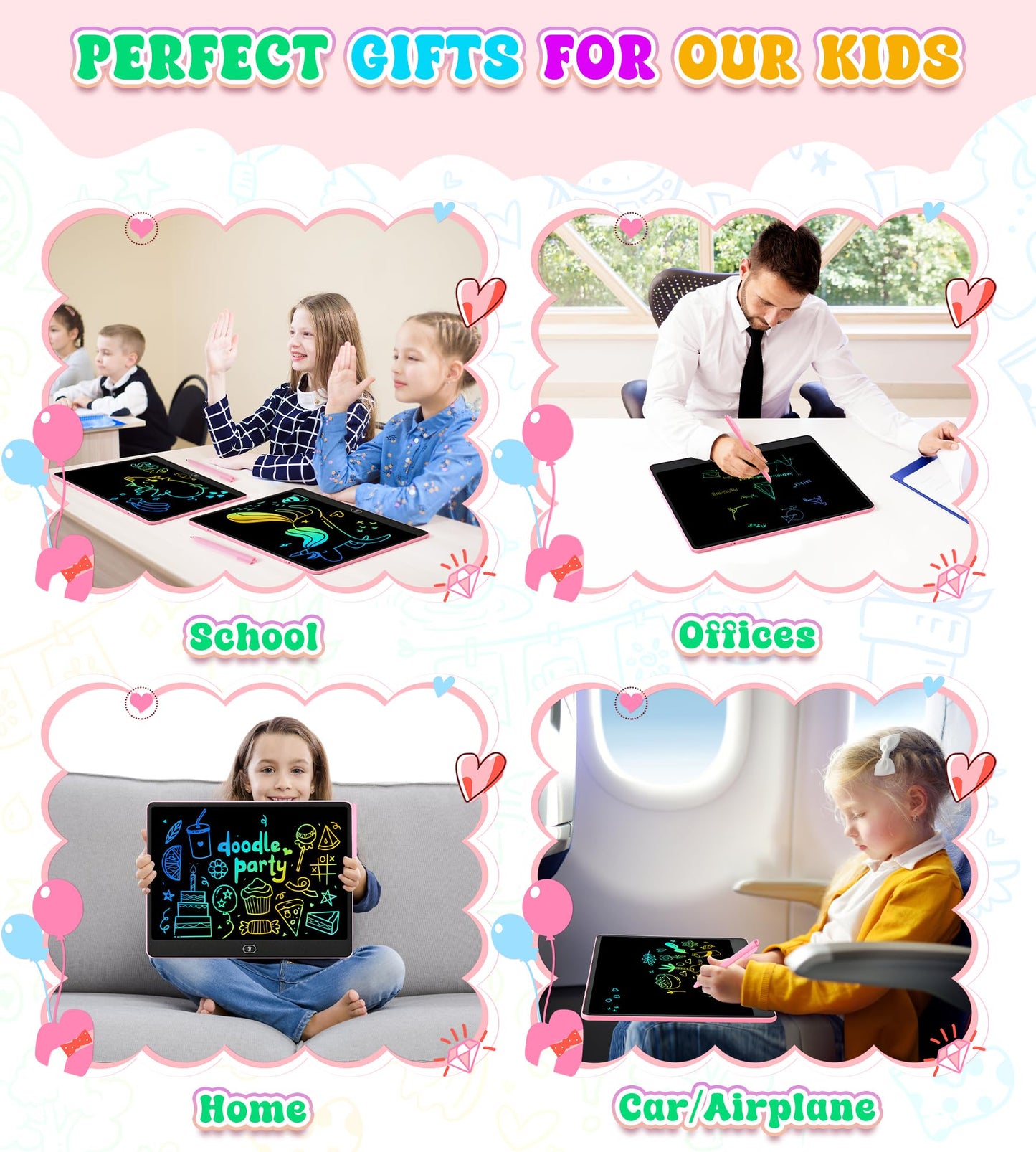 HHN LCD Writing Tablet 16-Inch Colorful Doodle Board – Safe, Eye-Protective Learning Toy for Kids