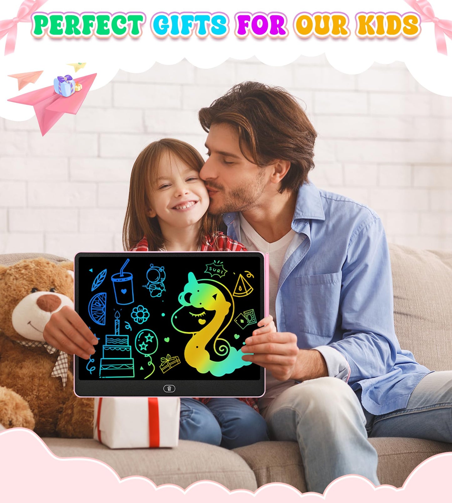 HHN LCD Writing Tablet 16-Inch Colorful Doodle Board – Safe, Eye-Protective Learning Toy for Kids