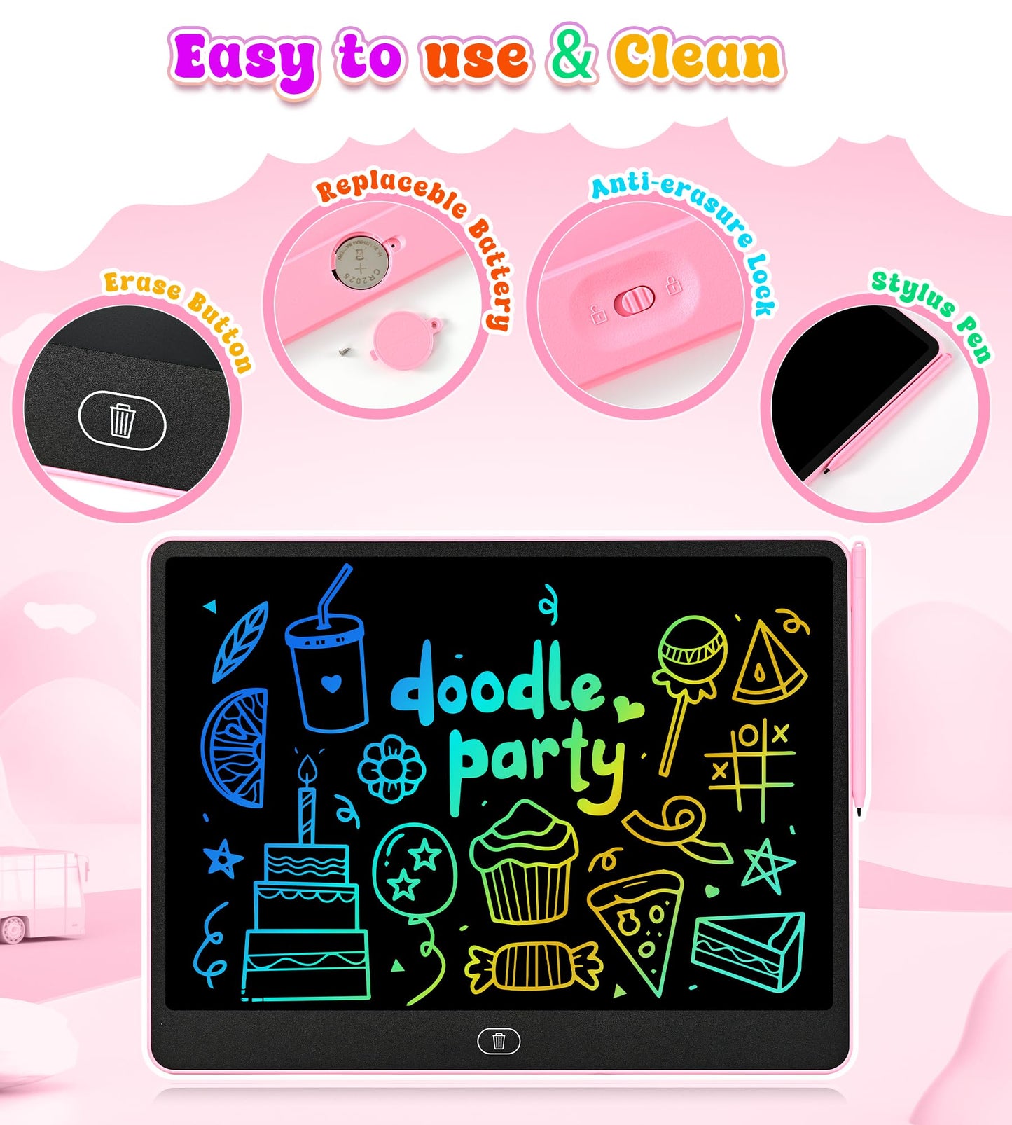 HHN LCD Writing Tablet 16-Inch Colorful Doodle Board – Safe, Eye-Protective Learning Toy for Kids