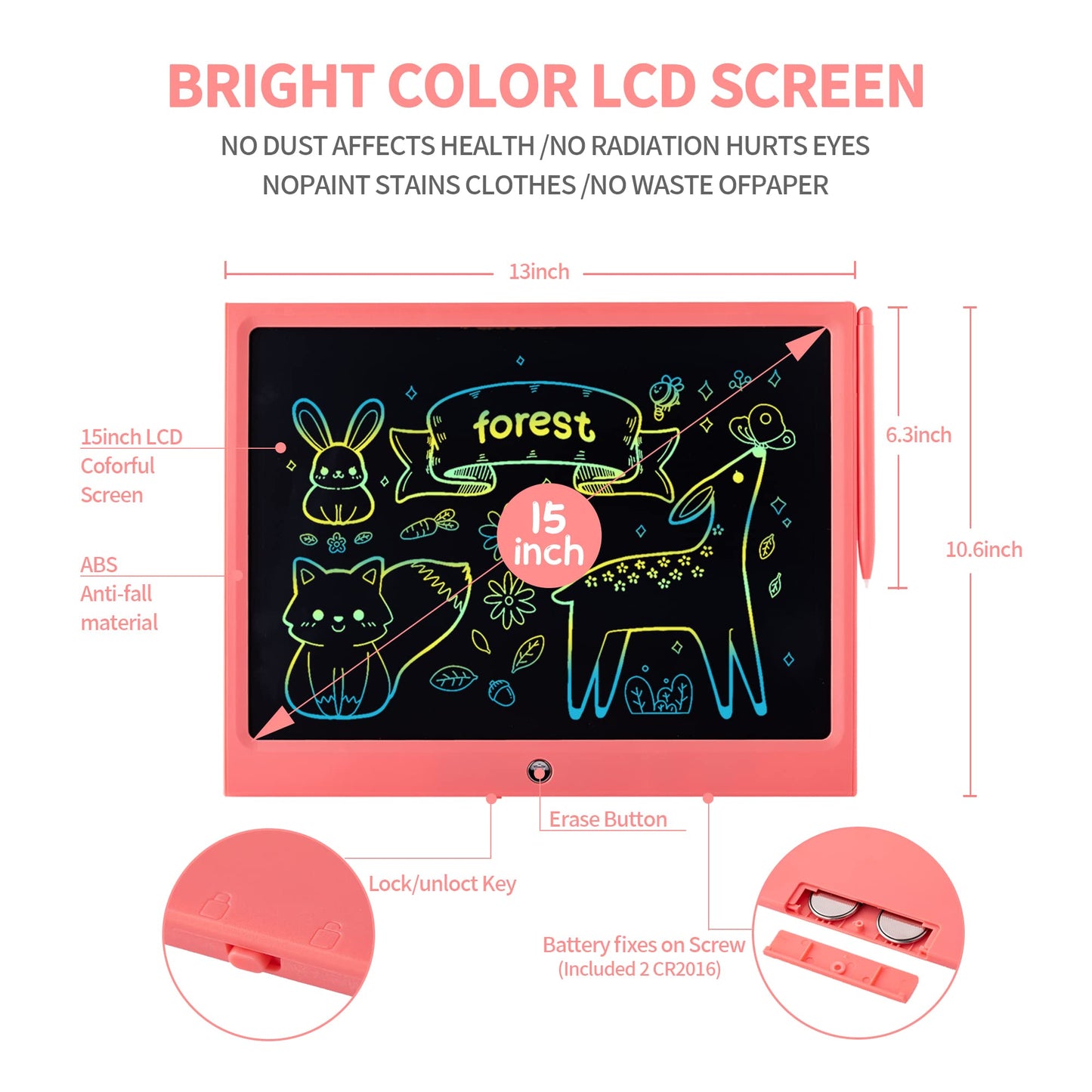 HHN LCD Writing Tablet for Kids - 15-Inch Doodle Board | No Blue Light