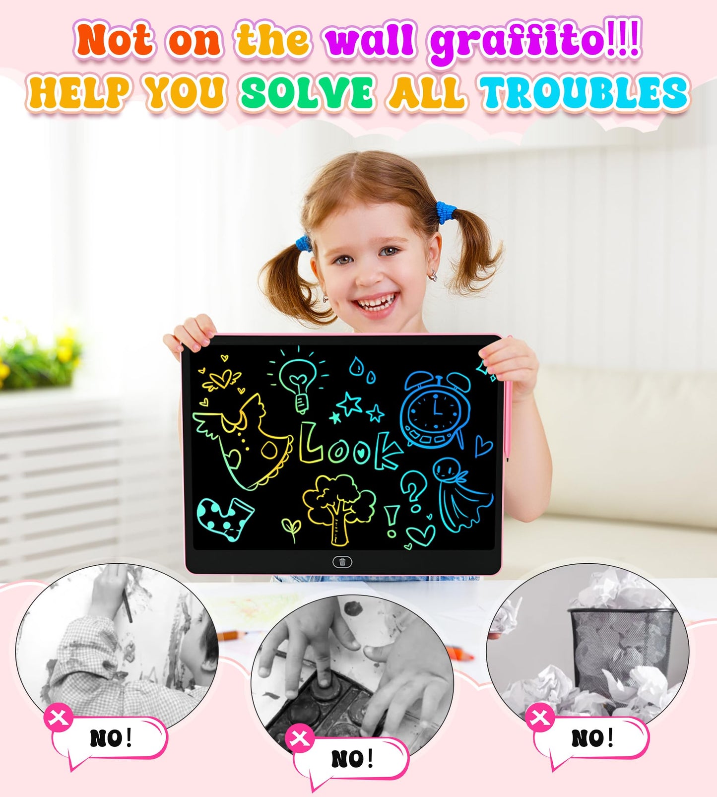 HHN LCD Writing Tablet 16-Inch Colorful Doodle Board – Safe, Eye-Protective Learning Toy for Kids