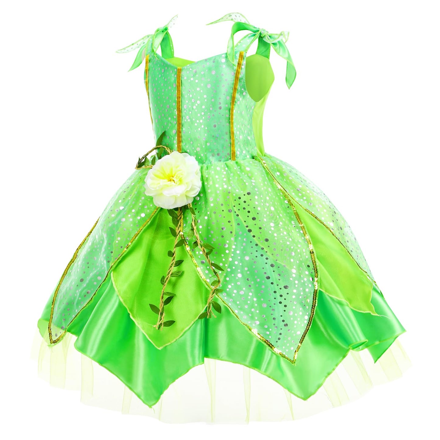 HHYTOKKI Fairy Princess Costume Set with Wings – Girls Forest Dress & Floral Accessories (3-10Y)