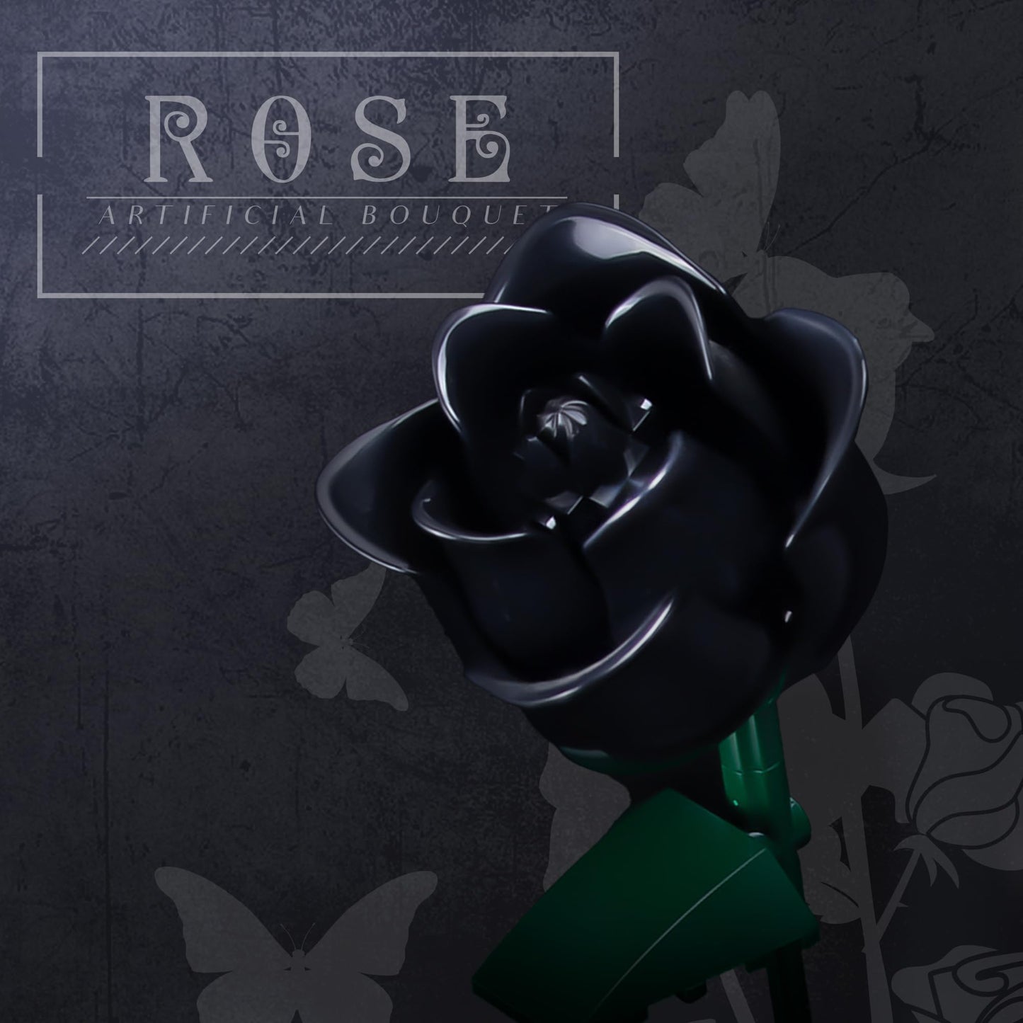 HI-REEKE Black Rose Bouquet Building Block Set – 660PCS Gothic Artificial Flowers for Home Decor