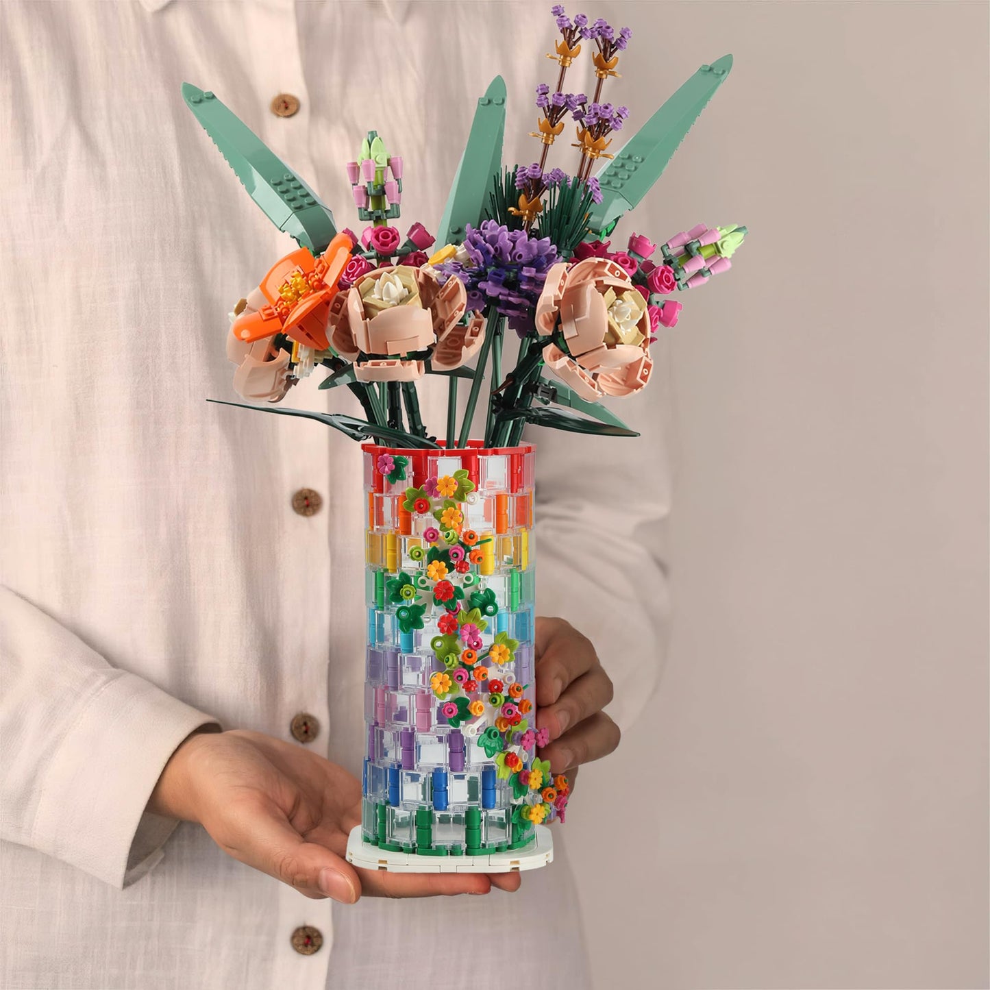 HI-REEKE Vase Building Set for Flowers Bouquet 10280 10313 – Transparent Display Vase Kit