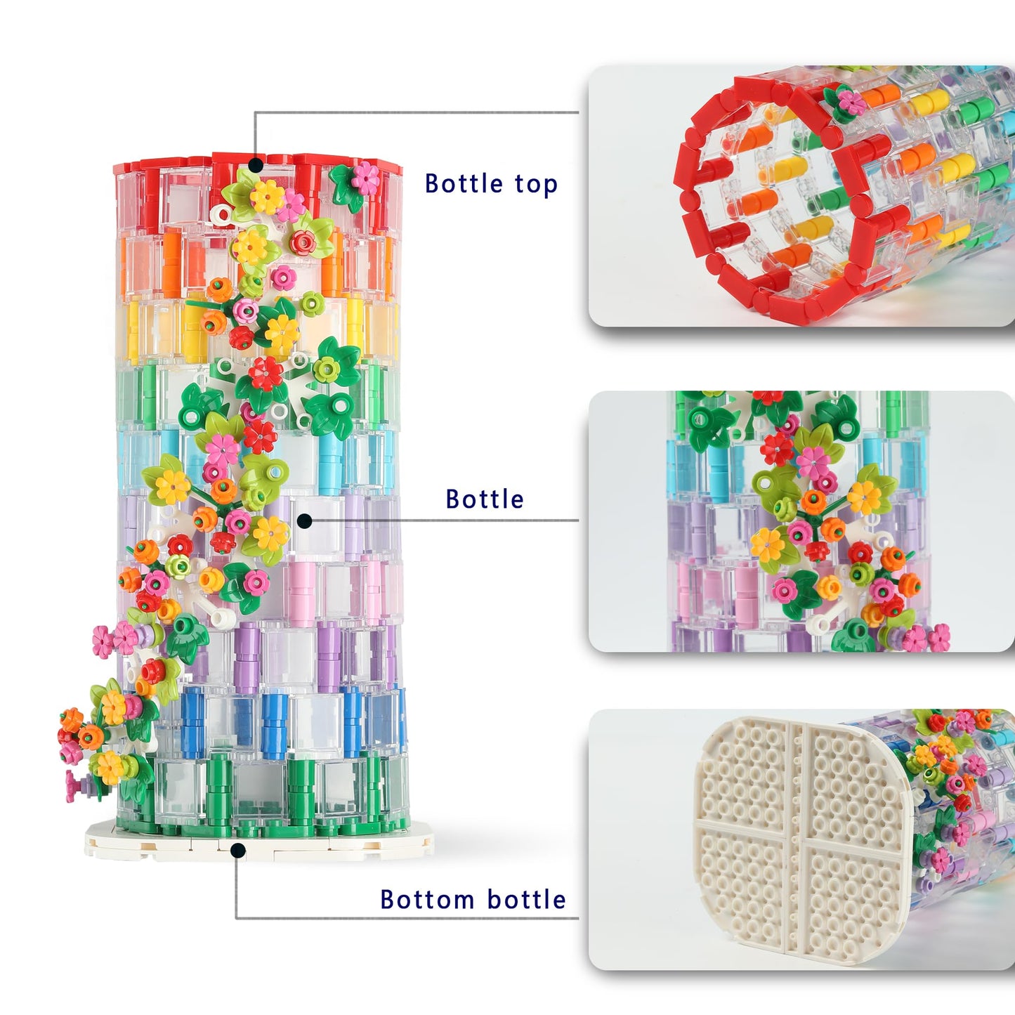 HI-REEKE Vase Building Set for Flowers Bouquet 10280 10313 – Transparent Display Vase Kit