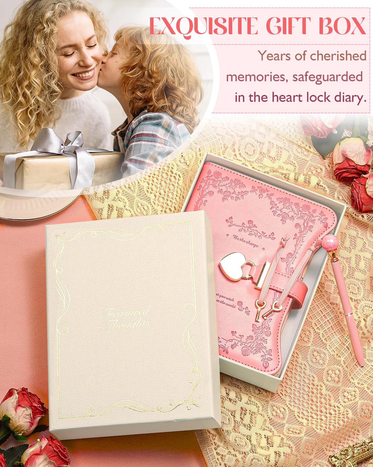 hi!SCI Diary with Lock & Keys – Rose Pink, 360-Page Private Journal for Girls & Teens