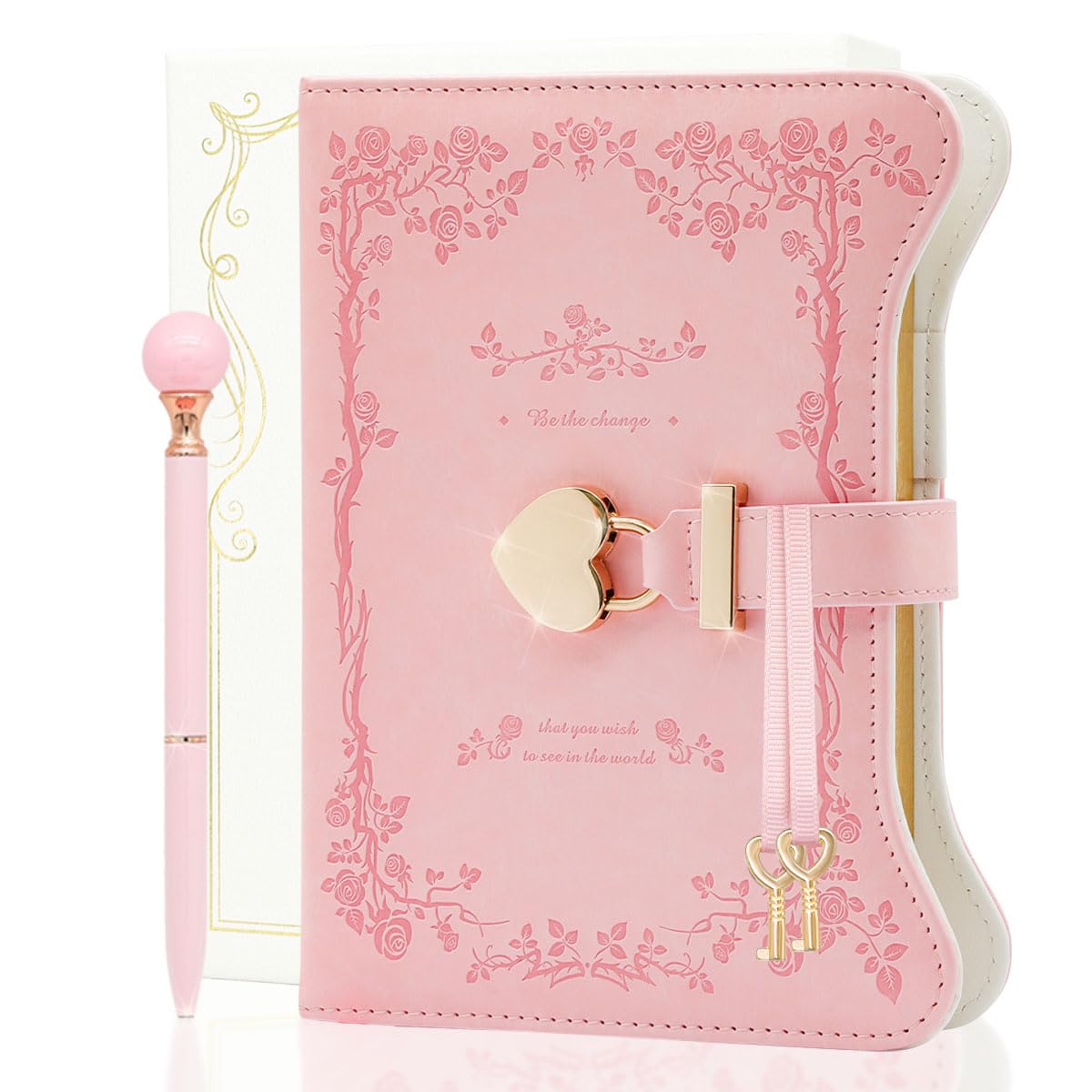 hi!SCI Diary with Lock & Keys – Rose Pink, 360-Page Private Journal for Girls & Teens
