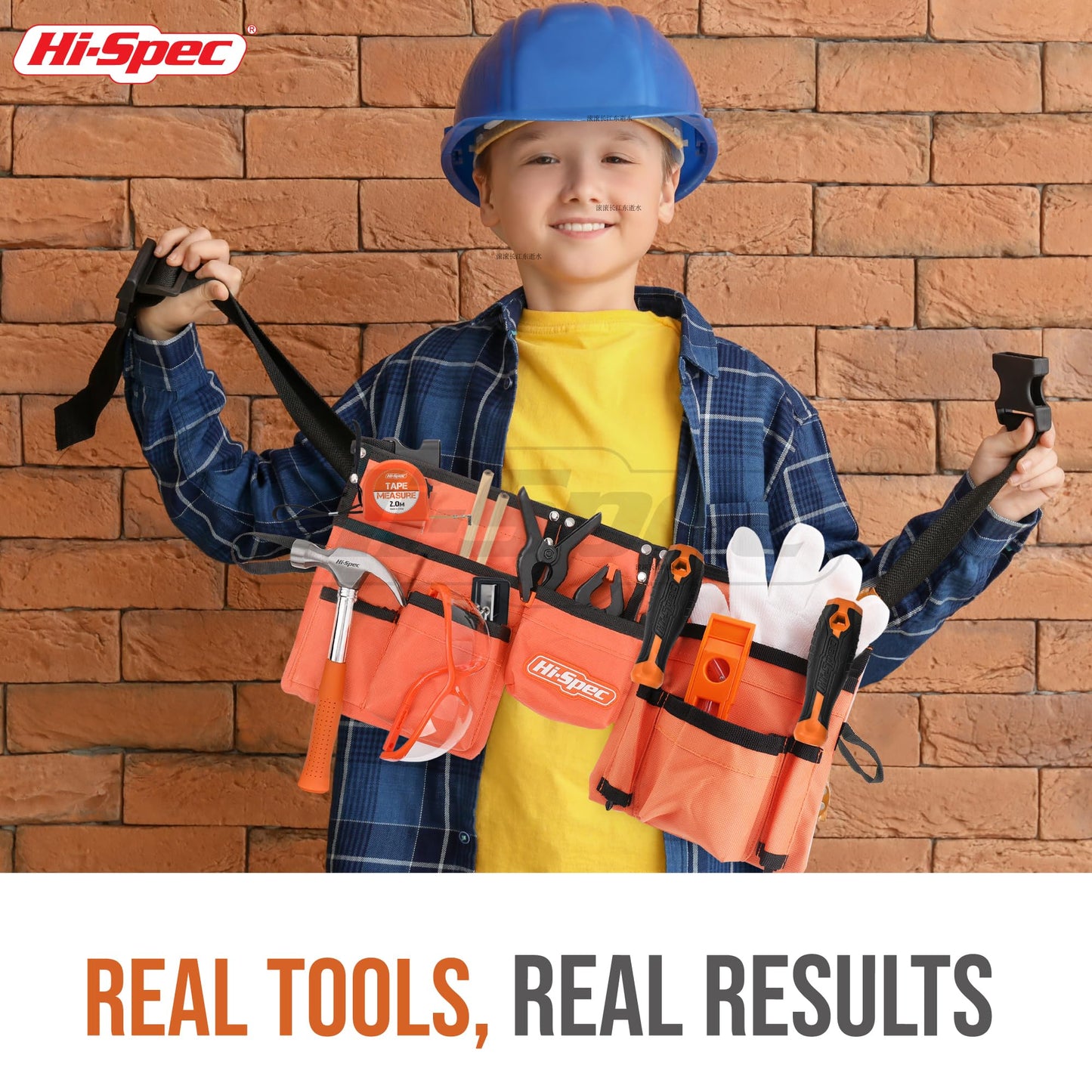 Hi-Spec 16pc Orange Kids Tool Kit & Child Size Tool Belt – Real Tools for DIY & Woodworking