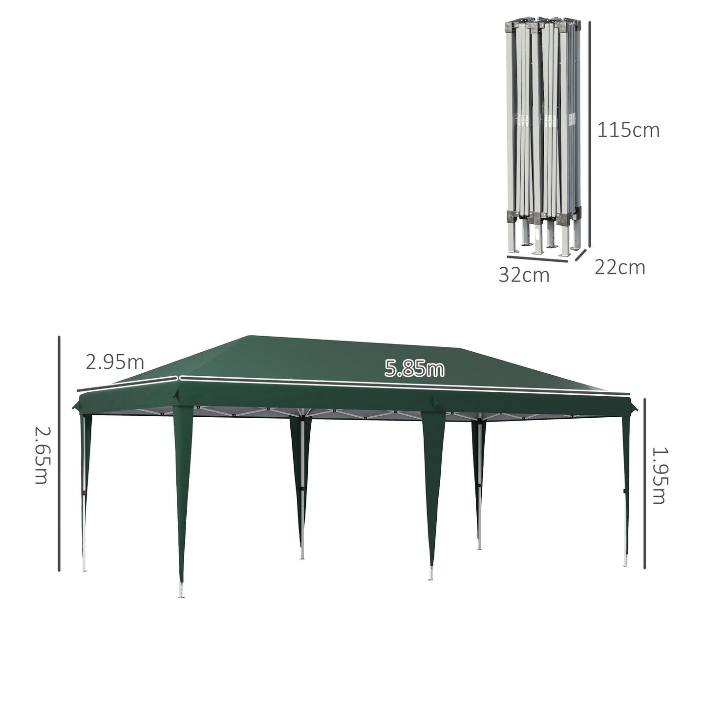 Outsunny 6 x 3(m) Pop Up Gazebo Patio Party Event Heavy Duty Canopy Green