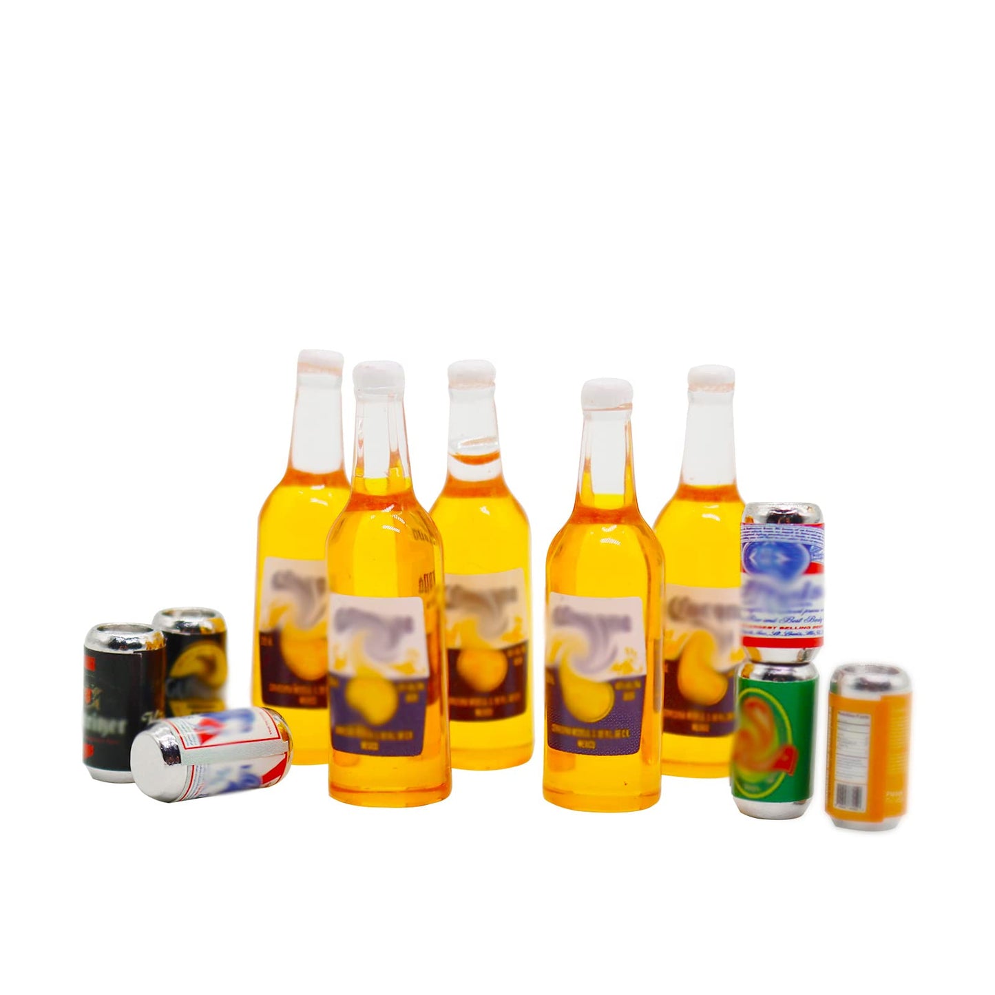 Hiawbon 1:12 Scale 11-Piece Miniature Beer Bottles & Cans for Dollhouse Pub & Fairy Garden Decor